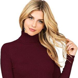 Ambiance Apparel Women's Ribbed Long Sleeve Turtleneck Top